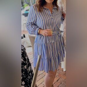 Eliza J Blue and White Striped Dress